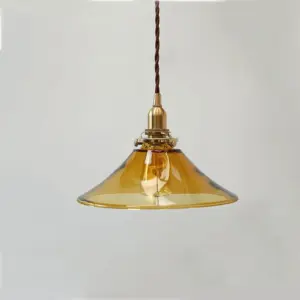 Homeko Single Head Retro Amber Glass Pendant Light