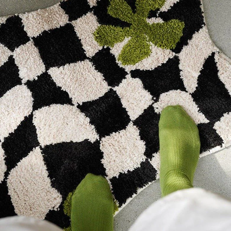 Brown Checkered Geometric Mat -  - #tag1#