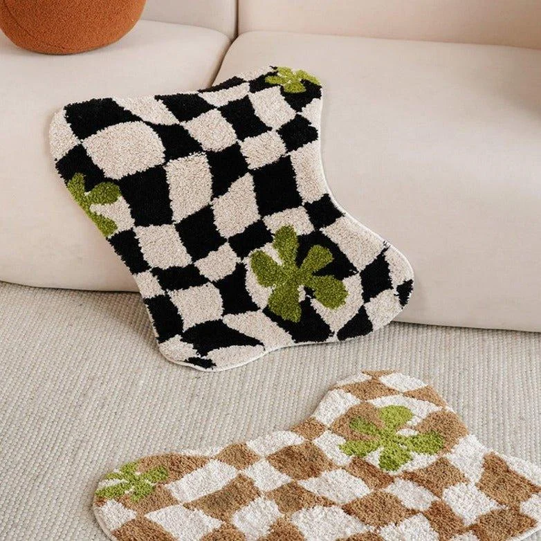 Brown Checkered Geometric Mat -  - #tag1#