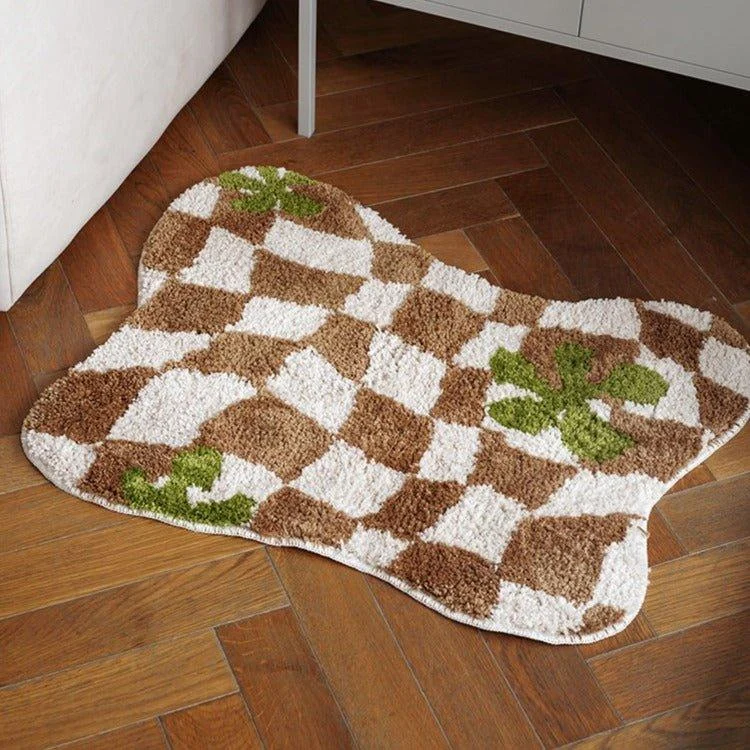 Brown Checkered Geometric Mat -  - #tag1#