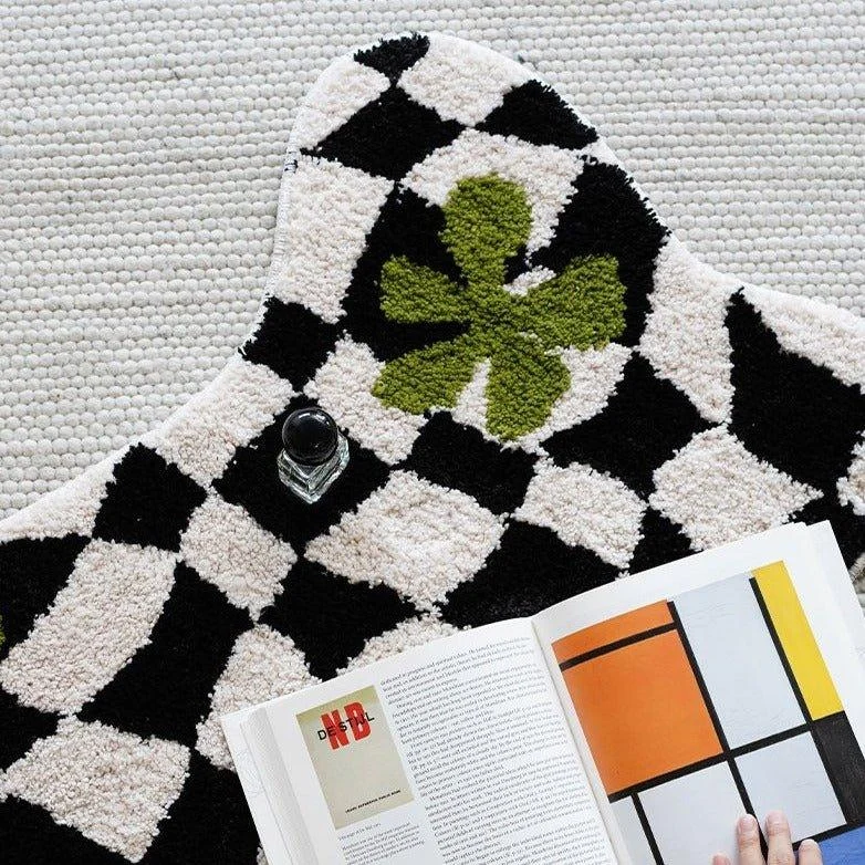 Brown Checkered Geometric Mat -  - #tag1#