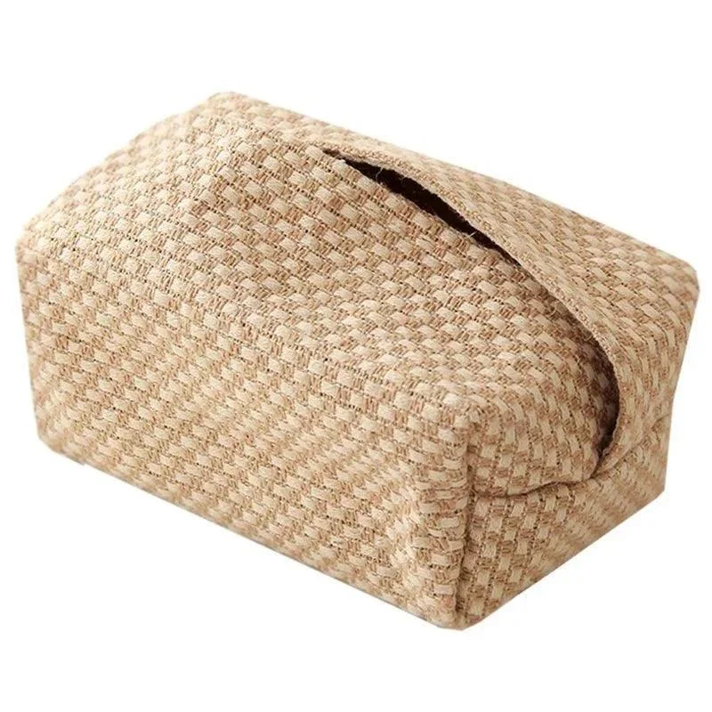 Brown Cotton Linen Tissue Box Holder -  - #tag1#