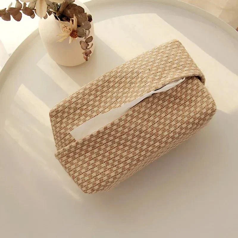 Brown Cotton Linen Tissue Box Holder -  - #tag1#