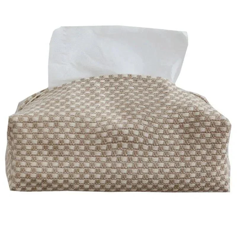 Brown Cotton Linen Tissue Box Holder -  - #tag1#