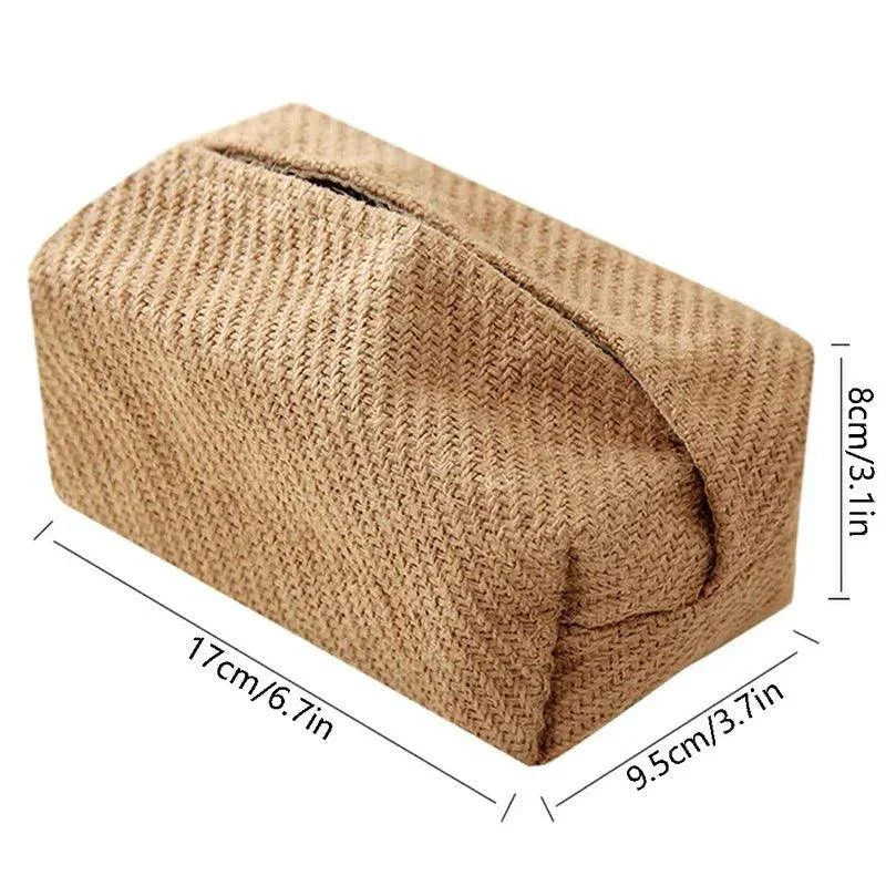 Brown Cotton Linen Tissue Box Holder -  - #tag1#