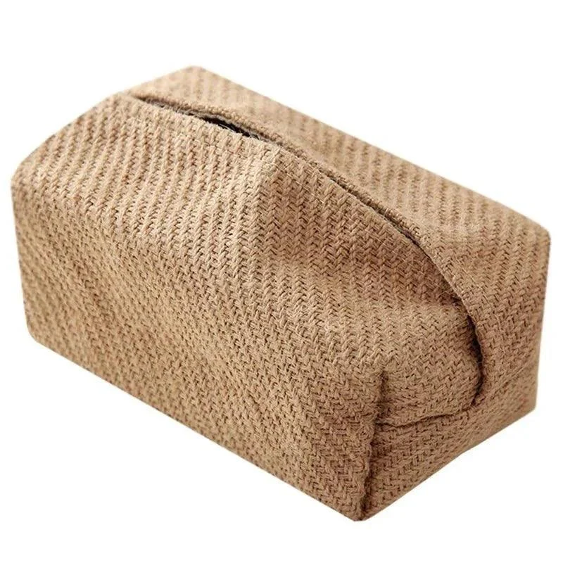 Brown Cotton Linen Tissue Box Holder -  - #tag1#