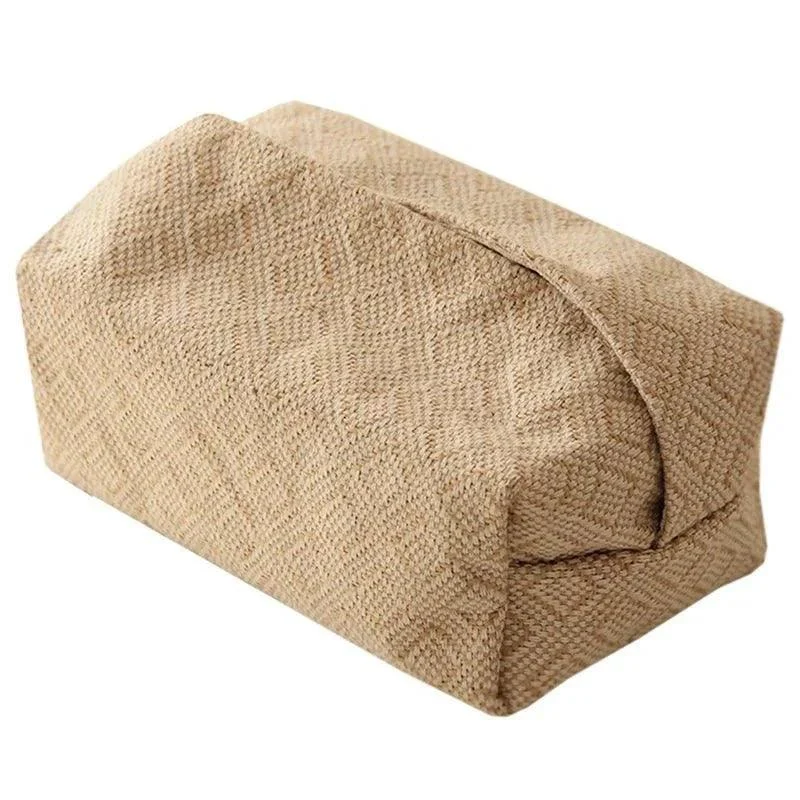 Brown Cotton Linen Tissue Box Holder -  - #tag1#