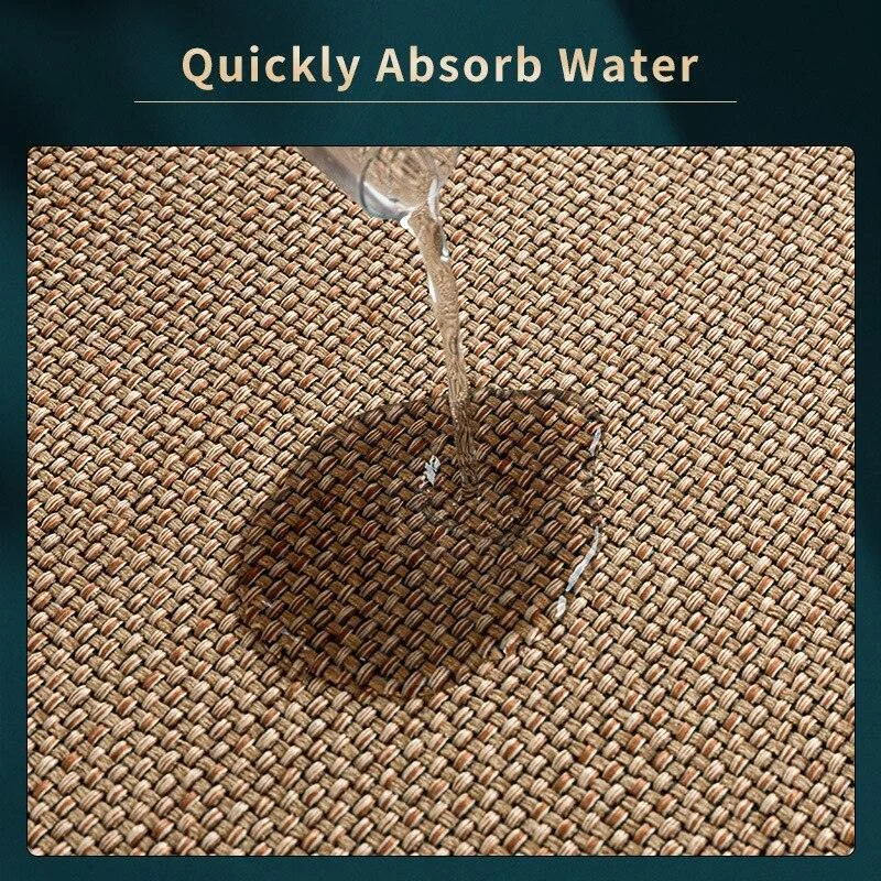 Brown Grey Linen Rugs Kitchen Floor Mats Anti-Slip Washed -