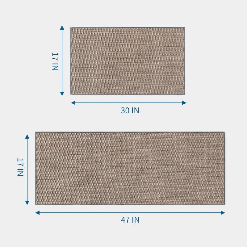 Brown Grey Linen Rugs Kitchen Floor Mats Anti-Slip Washed -