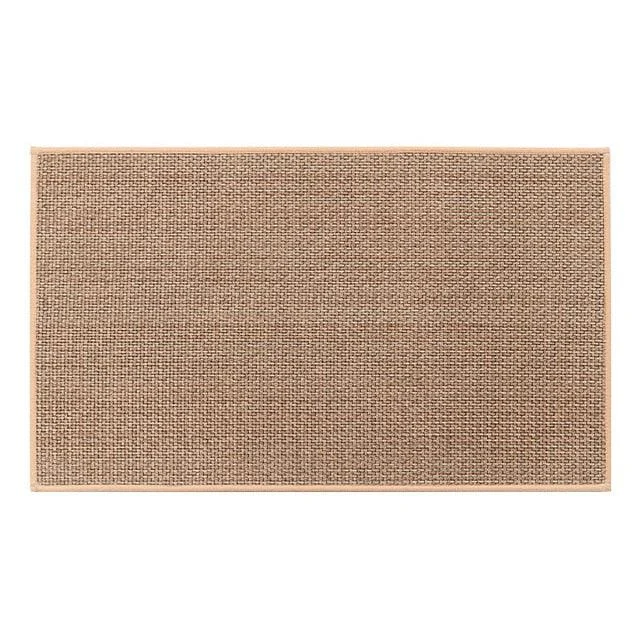 Brown Grey Linen Rugs Kitchen Floor Mats Anti-Slip Washed -
