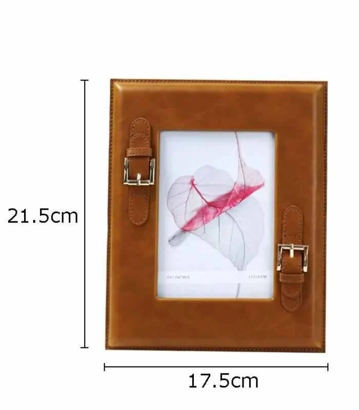 Brown Leather Photo Frame with Buckle -  - #tag1#