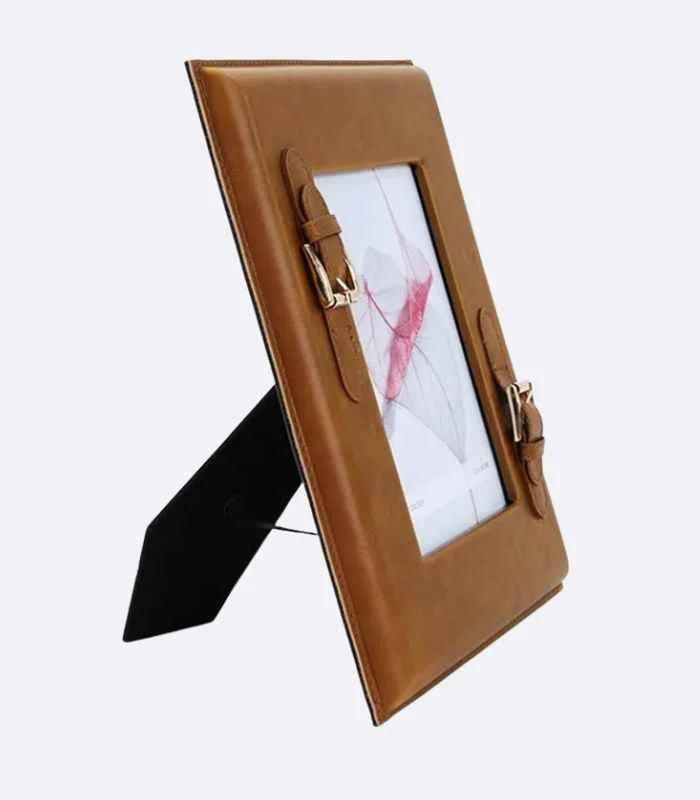 Brown Leather Photo Frame with Buckle -  - #tag1#