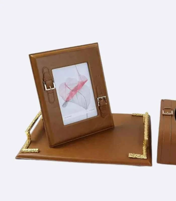 Brown Leather Photo Frame with Buckle -  - #tag1#