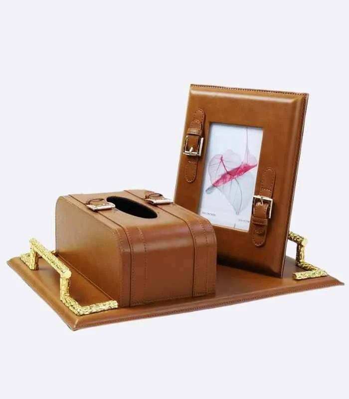 Brown Leather Photo Frame with Buckle -  - #tag1#