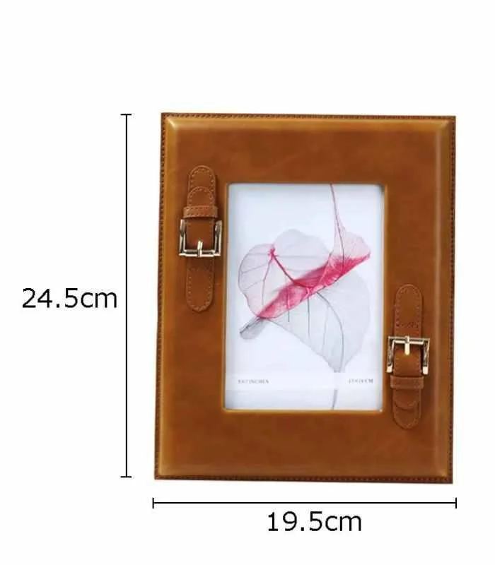 Brown Leather Photo Frame with Buckle -  - #tag1#