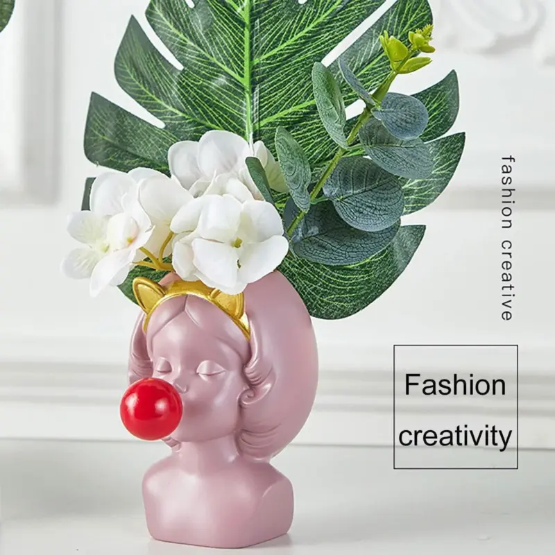 Bubble Blowing Babe Bust Planter Vase
