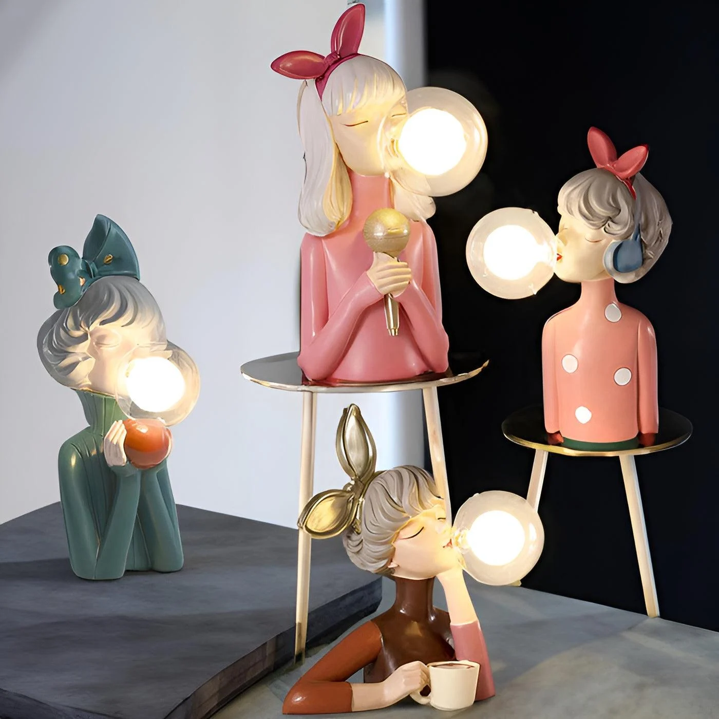 BubbleFairies Table Lamp - Charming Quartet Cartoon Girls Statues -  - #tag1#
