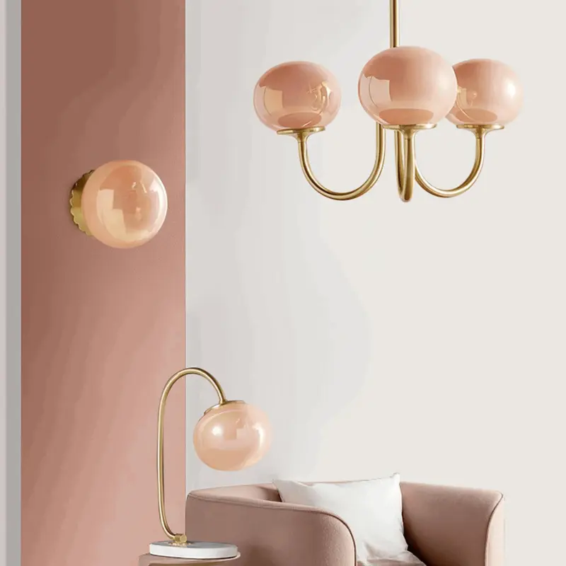 Bubble Pink Glass Marshmallow Chandelier tag1