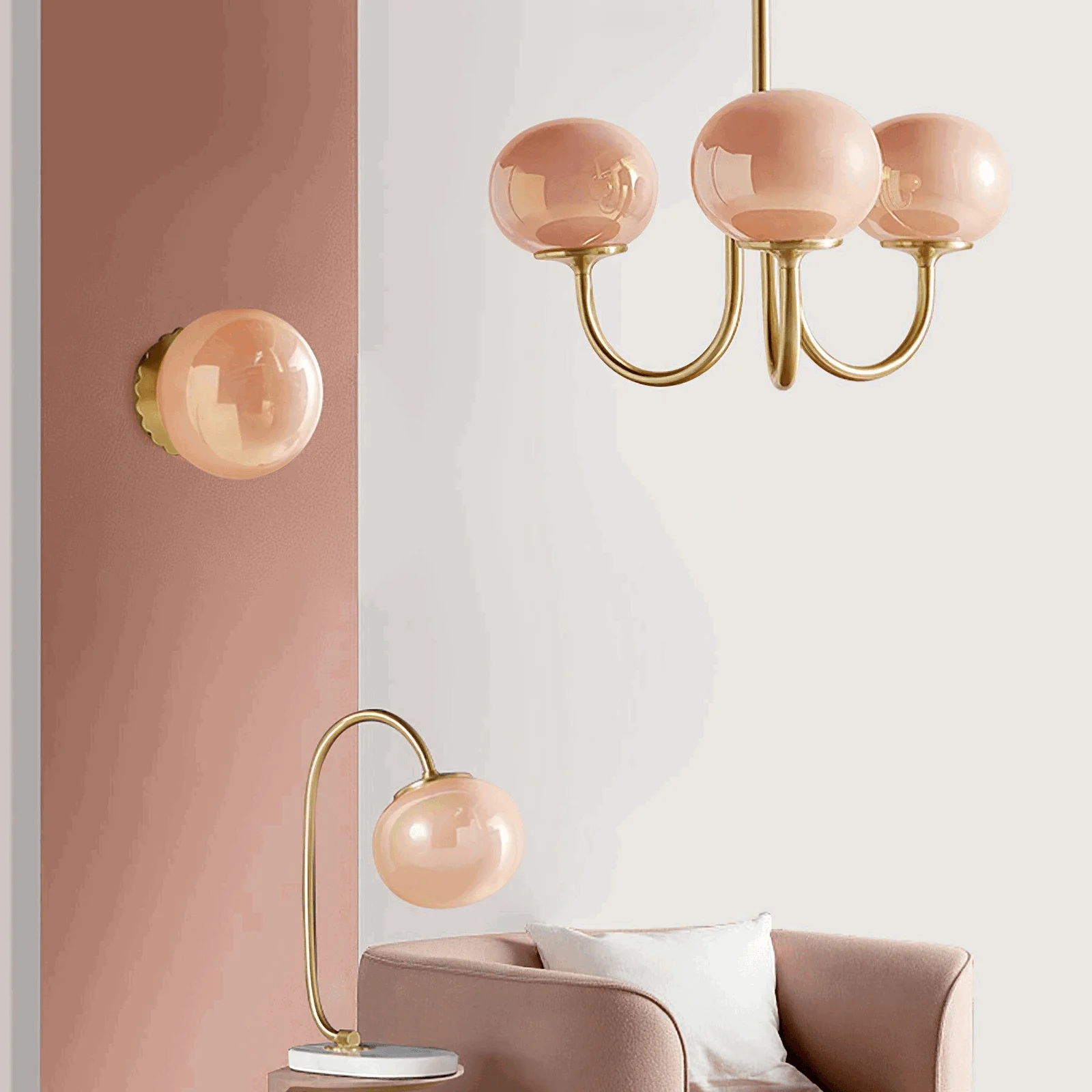 Bubble Pink Glass Marshmallow Chandelier -  - #tag1#