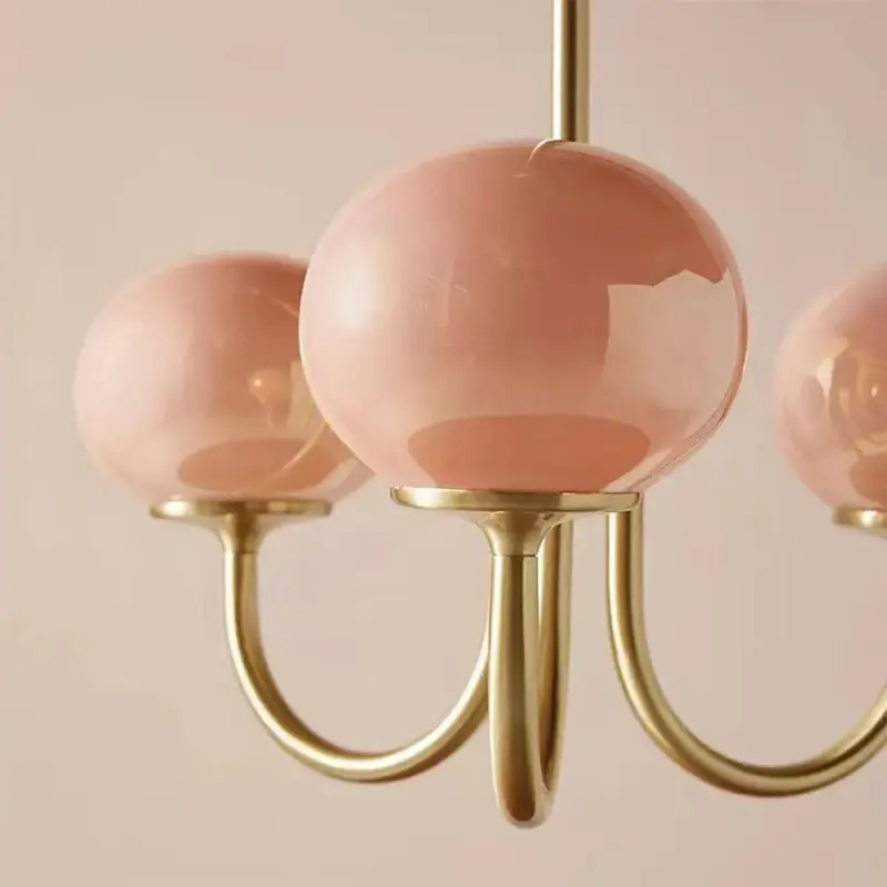 Bubble Pink Glass Marshmallow Chandelier tag1
