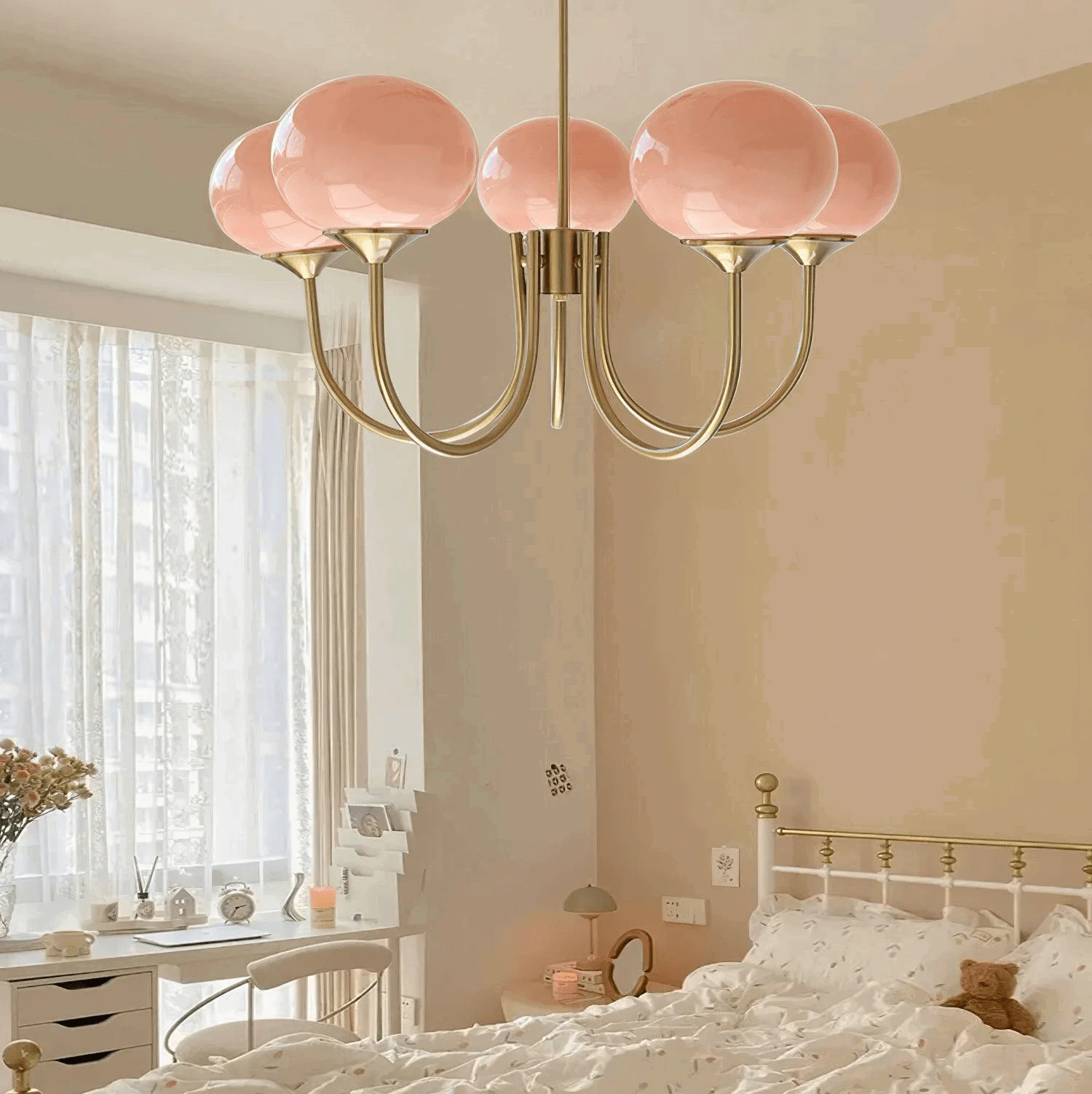 Bubble Pink Glass Marshmallow Chandelier -  - #tag1#