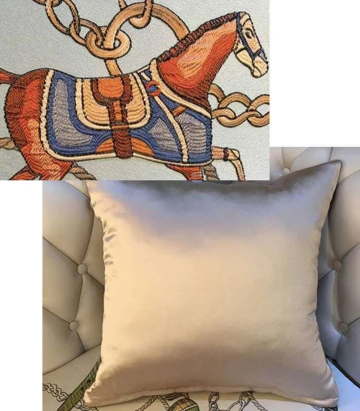 Buckle Throw Cushion Cover Blue Pillow Cover 45x45 cm Satin -  - #tag1#