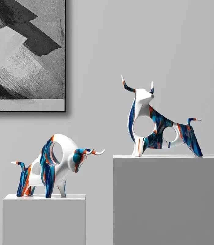 Bull Decorative Sculpture in Oil Paint Resin -  - #tag1#