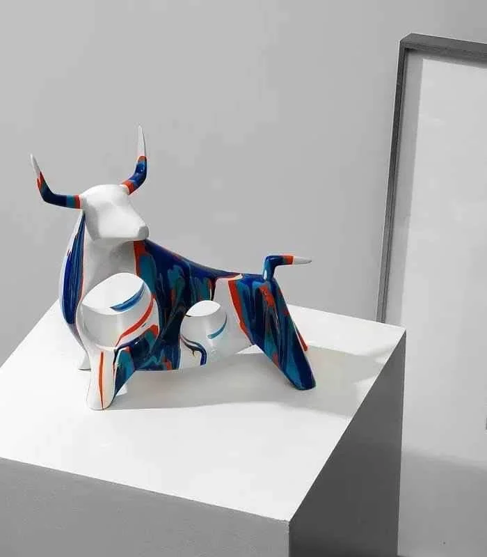 Bull Decorative Sculpture in Oil Paint Resin -  - #tag1#