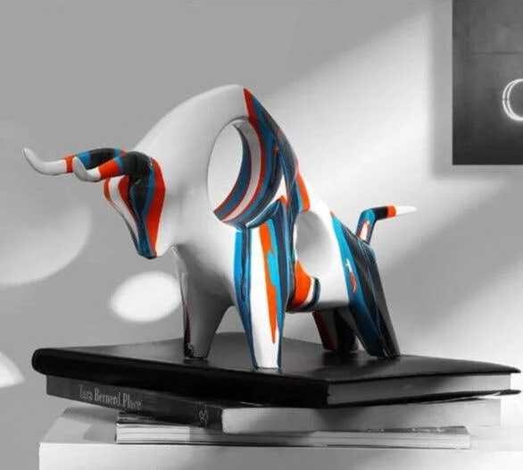 Bull Decorative Sculpture in Oil Paint Resin -  - #tag1#