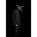 Bull in Suit Poster |  Wall Art Posters And Prints Animal Wearing a Hat Canvas Painting