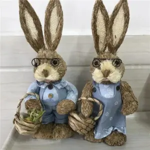 BunnyHello - Straw Bunny Greeting Ornament