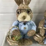 BunnyHello Straw Bunny Greeting Ornament