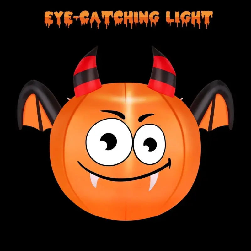 CAMAULAN 4FT Halloween Pumpkin Outdoor Decoration with a Bat tag1