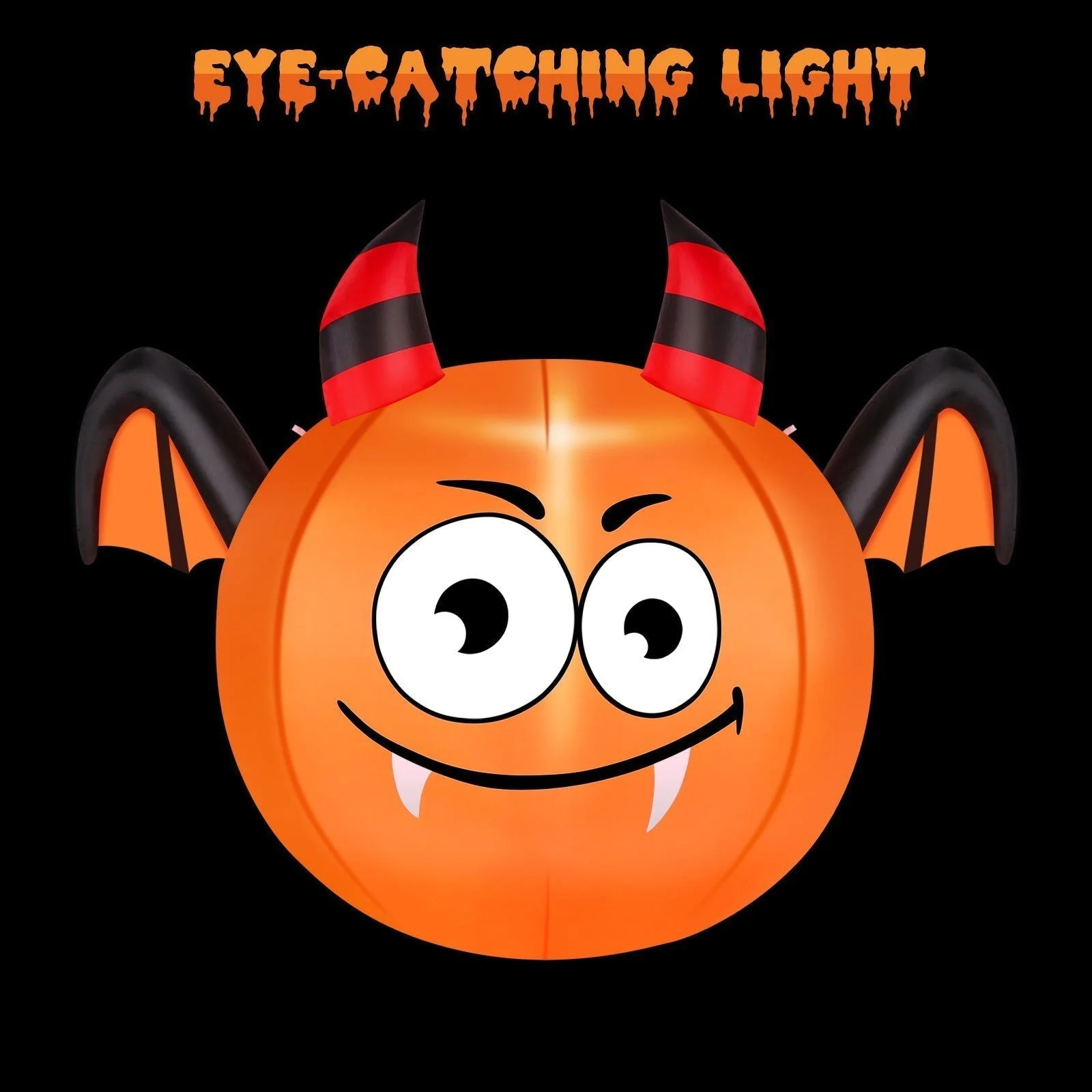 CAMAULAN 4FT Halloween Pumpkin Outdoor Decoration with a Bat -  - #tag1#