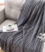 Cable_Throw_Knitted_Blanket_Cotton_Grey_-_-_tag1_-4161236 Cable Throw Knitted Blanket Cotton Grey tag1