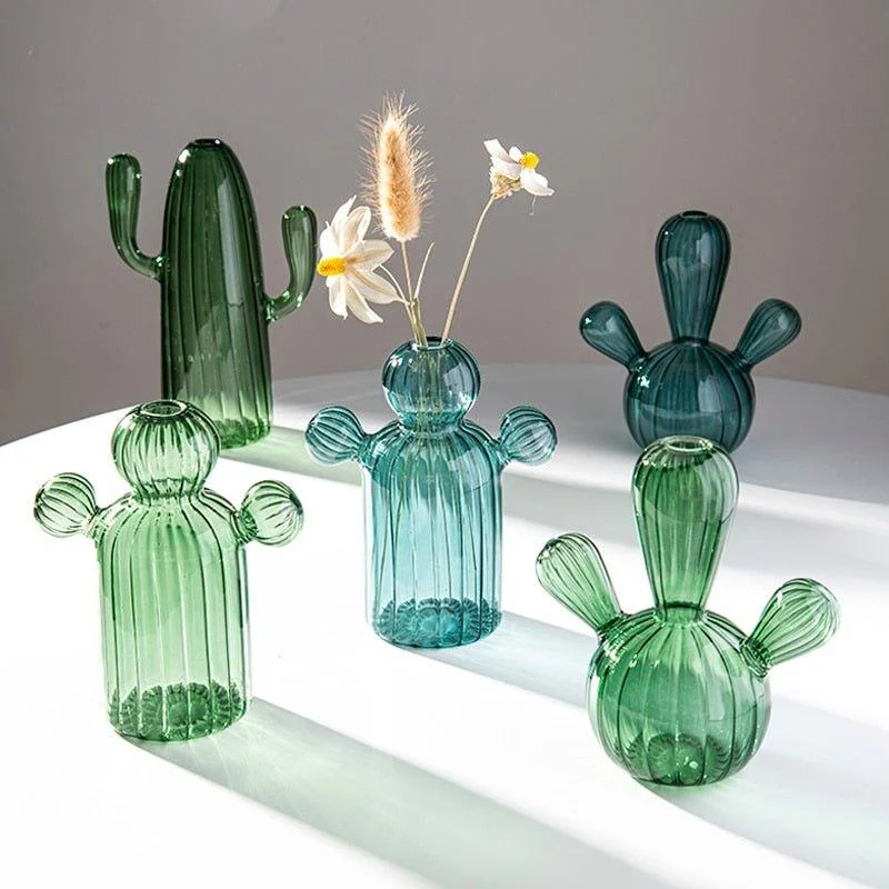 Cactus + Mushroom Shaped Glass Vases -  - #tag1#