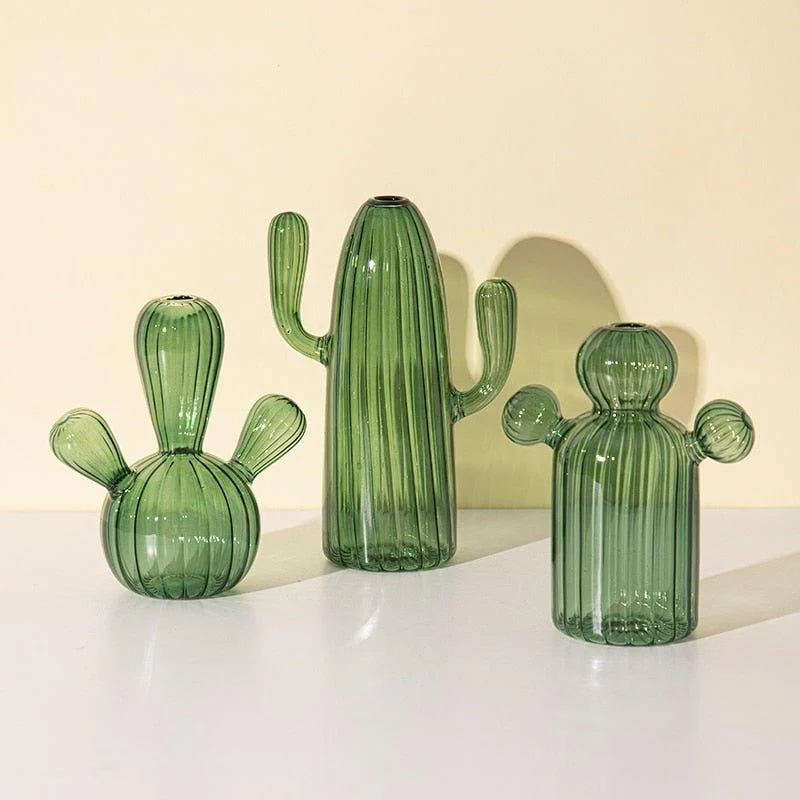Cactus + Mushroom Shaped Glass Vases -  - #tag1#