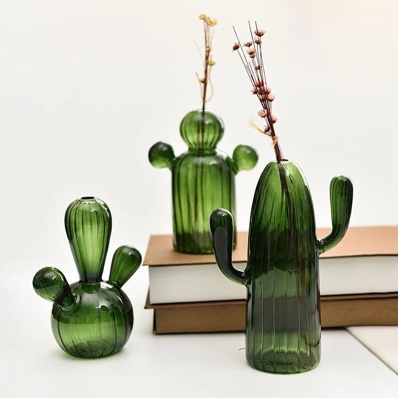 Cactus + Mushroom Shaped Glass Vases -  - #tag1#