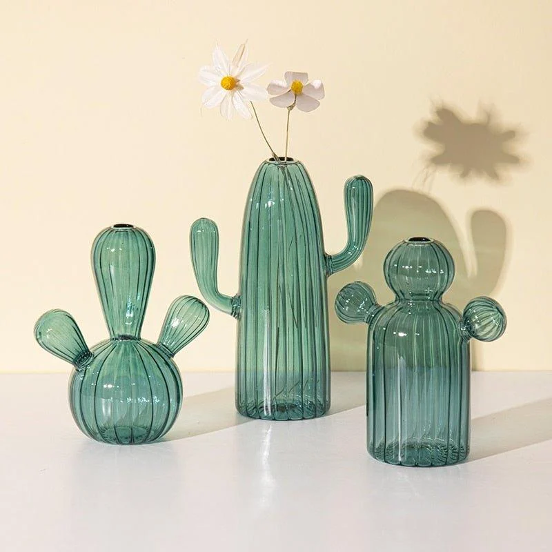 Cactus + Mushroom Shaped Glass Vases -  - #tag1#