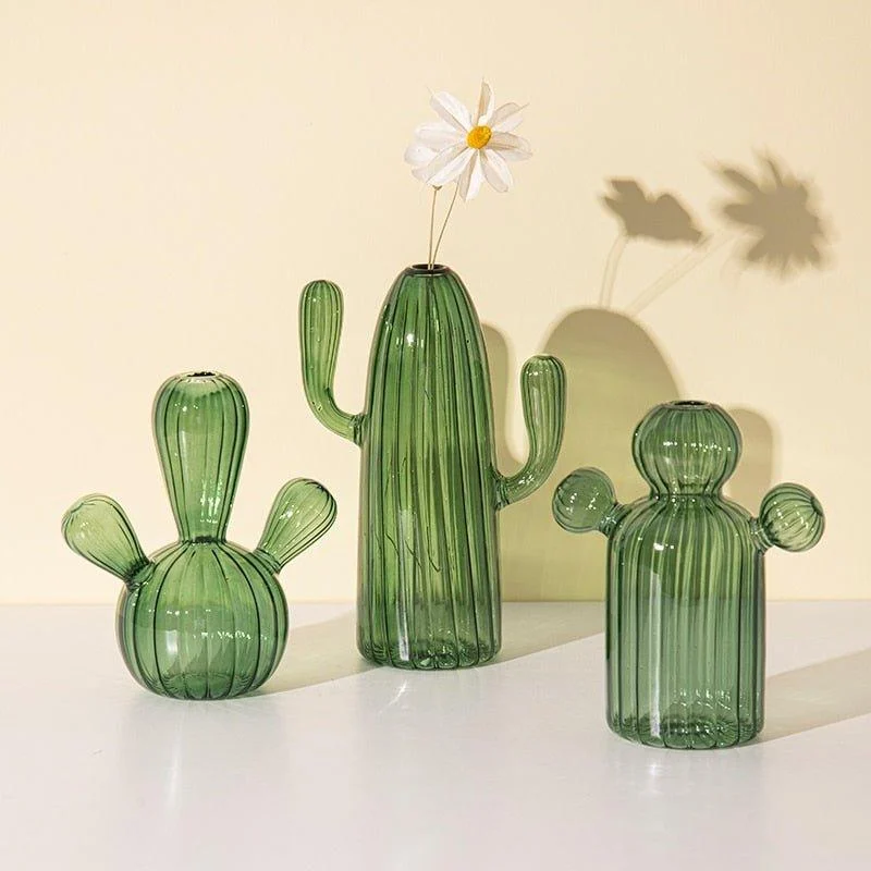 Cactus + Mushroom Shaped Glass Vases -  - #tag1#