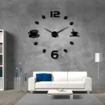 Cafe DIY Large Wall Clock Frameless Coffee Mug Coffee Bean tag1