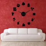 Cafe DIY Large Wall Clock Frameless Coffee Mug Coffee Bean tag1