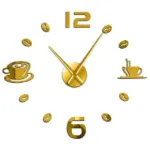 Cafe DIY Large Wall Clock Frameless Coffee Mug Coffee Bean tag1