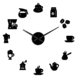 Cafe DIY Large Wall Clock Frameless Coffee Mug Coffee Bean tag1