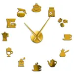 Cafe DIY Large Wall Clock Frameless Coffee Mug Coffee Bean tag1