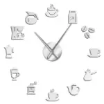 Cafe DIY Large Wall Clock Frameless Coffee Mug Coffee Bean tag1