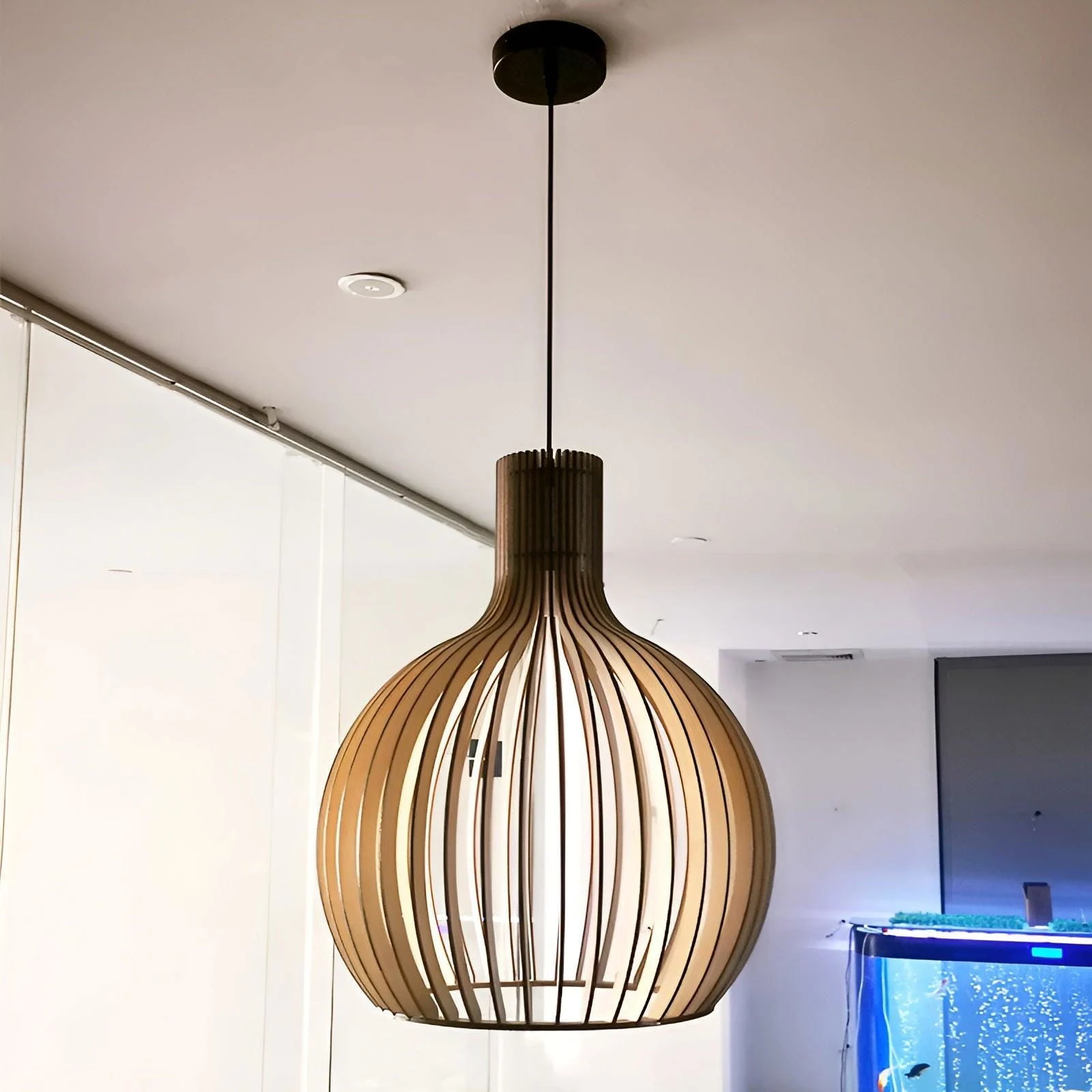 CageGlitz Pendant Light - Vintage-inspired Wood Hanging Light -  - #tag1#