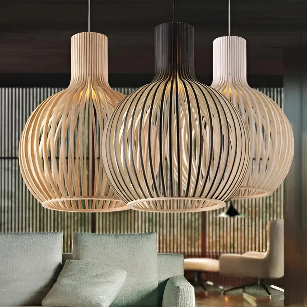 CageGlitz Pendant Light - Vintage-inspired Wood Hanging Light -  - #tag1#