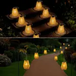 CageRattan Solar Lights Garden Bamboo Solar Lights Waterproof Hanging Lantern tag1