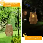 CageRattan Solar Lights Garden Bamboo Solar Lights Waterproof Hanging Lantern tag1